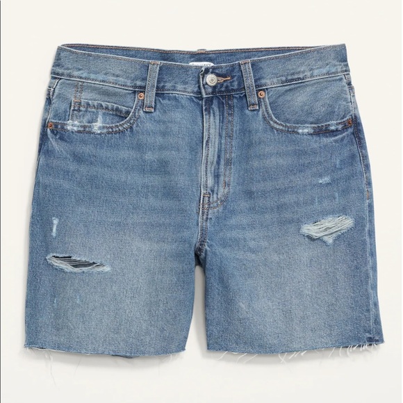 Sale Plus Size OLD NAVY Women’s High-Waisted Slouchy Cutoff Jean Shorts 5” DAD - Picture 5 of 10